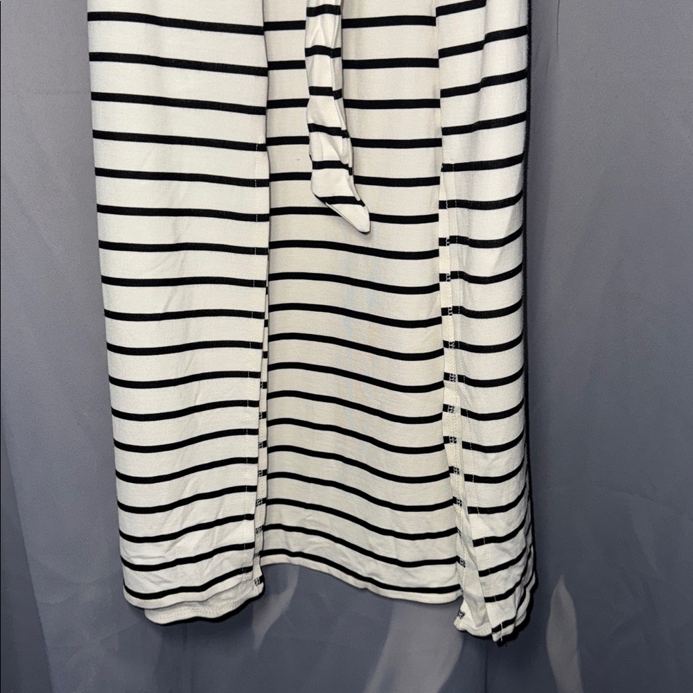 Banana Republic Striped Midi Dress Tie Waist Side Slit Size M Striped Tie Belt - Picture 7 of 8